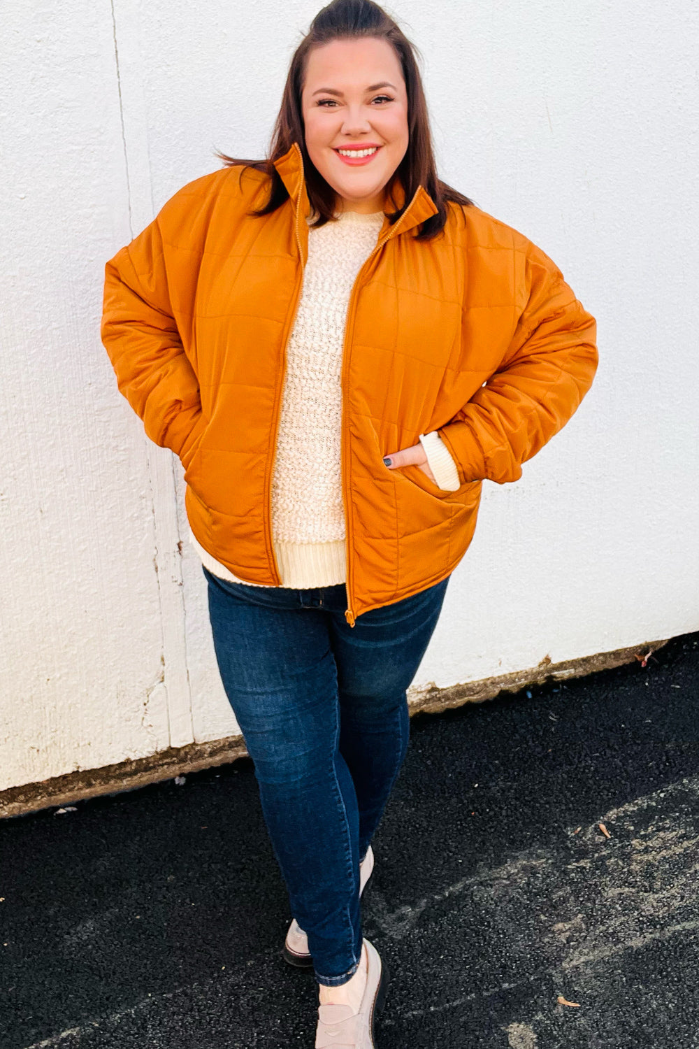 Eyes On You Butterscotch Quilted Puffer Jacket